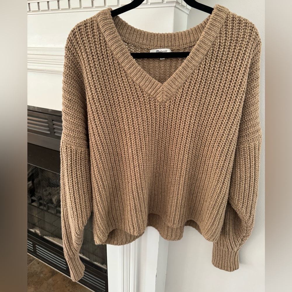 Madewell chunky knit cropped V-neck sweater